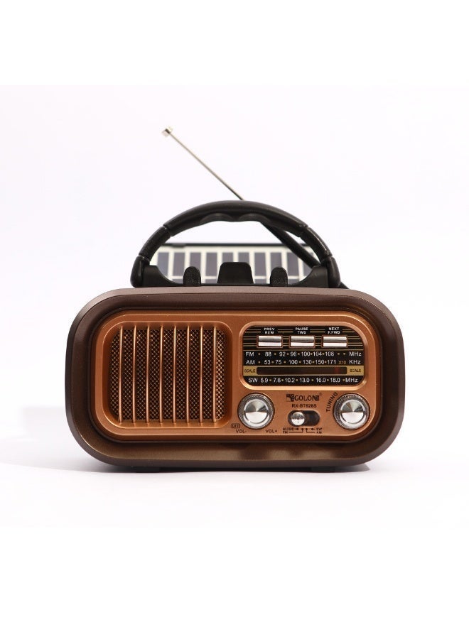 Portable Retro Vintage Bluetooth Radio, AM FM SW Shortwave Transistor Radio with Best Sound & Excellent Reception, Rechargeable via USB/Solar, TF Card USB MP3 Music Player - Image 1