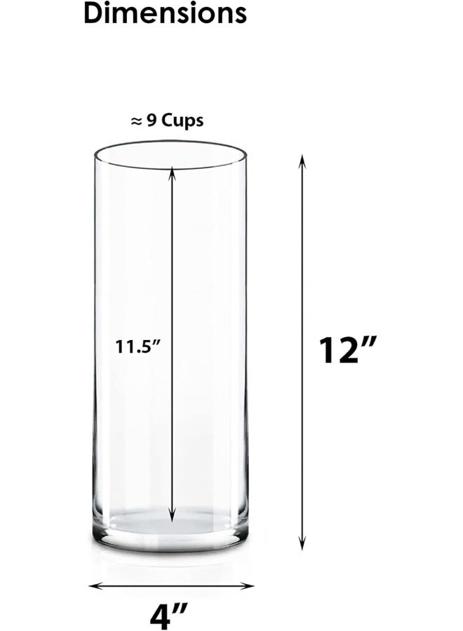 CYS Excel Clear Glass Cylinder Vase H12 D4  Multiple Size Choices Glass Flower Vase Centerpieces  Hurricane Floating Candle Holder - Image 2