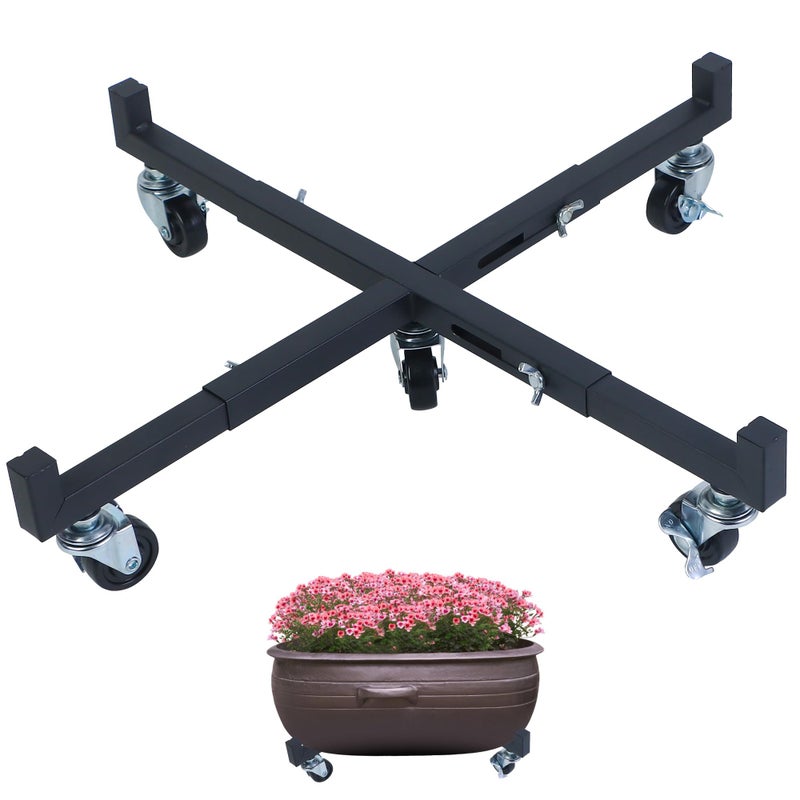 Shitailu Plant Stand with Wheels Heavy Duty Adjustable 15 to 205Inch with Lockable Caster Pot Roller Base Rolling Planter Caddy for Large Flower Pots 250 Lbs Capacity Dolly Cart for IndoorOutdoor Use - Image 2