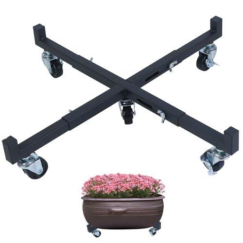 Shitailu Plant Stand with Wheels Heavy Duty Adjustable 15 to 205Inch with Lockable Caster Pot Roller Base Rolling Planter Caddy for Large Flower Pots 250 Lbs Capacity Dolly Cart for IndoorOutdoor Use - Image 1
