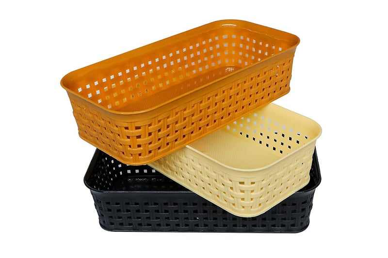CSM® Plastic Multipurpose Desk Organizer Tray Office Drawer Dividers Storage Bins for Kitchen, Bathroom, Office, Makeup, Bedroom Dresser, Multicolor (Dimensions = 23.2 cm x 8.5 cm x 5 cm) Pack of 6 - Image 1