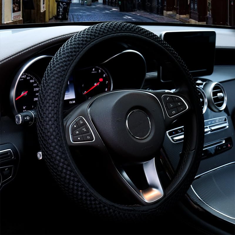 Hiflyer Steering Wheel Cover Universal 14515 Inch Soft Microfiber Car Wheel Cover for Women Men Black - Image 1