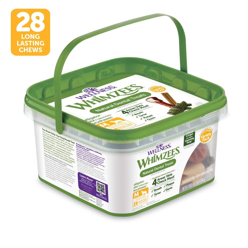 Whimzees Wellness Variety Pack Dog Dental Treats, Natural Chews, Medium Size, (28 Count) - Image 2