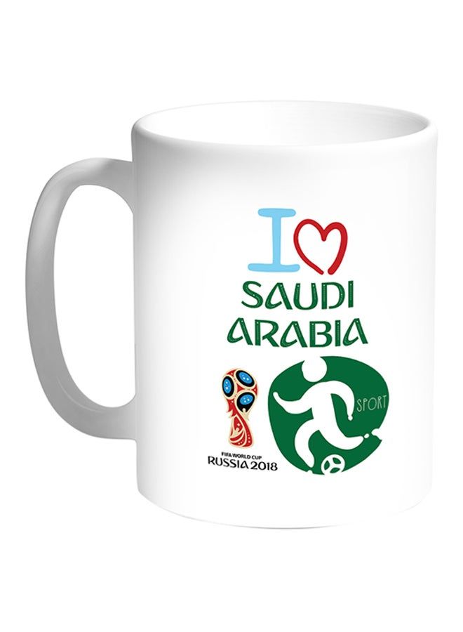 RKN FIFA World Cup 2018 I Love Saudi Arabia Printed Coffee Mug White 11ounce - Image 1