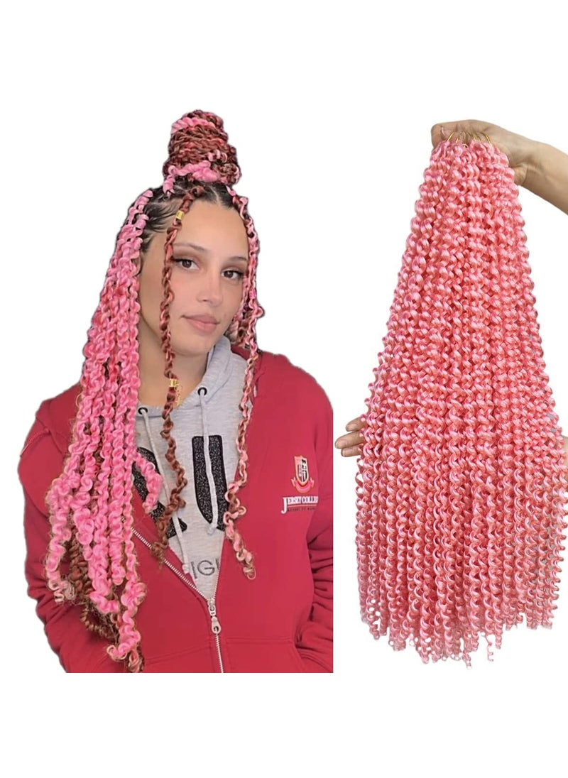 desire4hair - Pink Passion Twist Hair 24 Inch 2 Packs Water Wave Crochet Hair Briads Braiding Hair Synthetic Crochet Hair For Black Women24in 2pack pink - Image 1