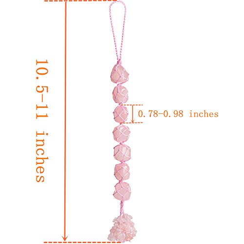 Anjiucc Healing Crystals Home Interior Decoration Car Hanging Ornaments Good Luck Home Decor for Reiki Healing Good Luck Feng Shui Decorations (Rose Quartz) - Image 2