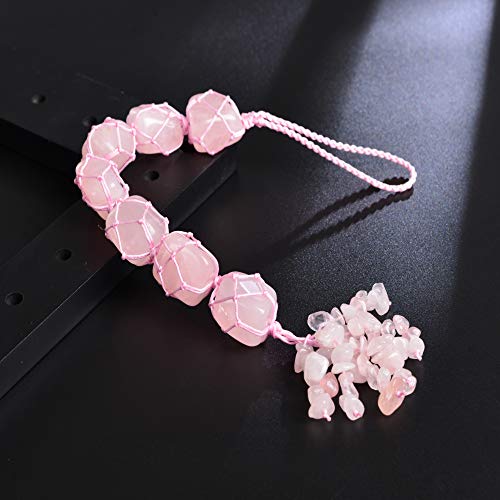 Anjiucc Healing Crystals Home Interior Decoration Car Hanging Ornaments Good Luck Home Decor for Reiki Healing Good Luck Feng Shui Decorations (Rose Quartz) - Image 3