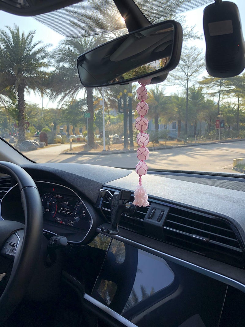 Anjiucc Healing Crystals Home Interior Decoration Car Hanging Ornaments Good Luck Home Decor for Reiki Healing Good Luck Feng Shui Decorations (Rose Quartz) - Image 5