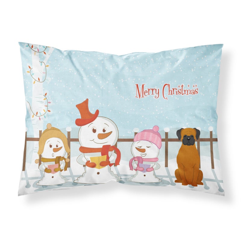 Caroline's Treasures ""Caroline's Treasures Merry Christmas Carolers Fawn Boxer Fabric Standard Pillowcase  Multicolor"" 