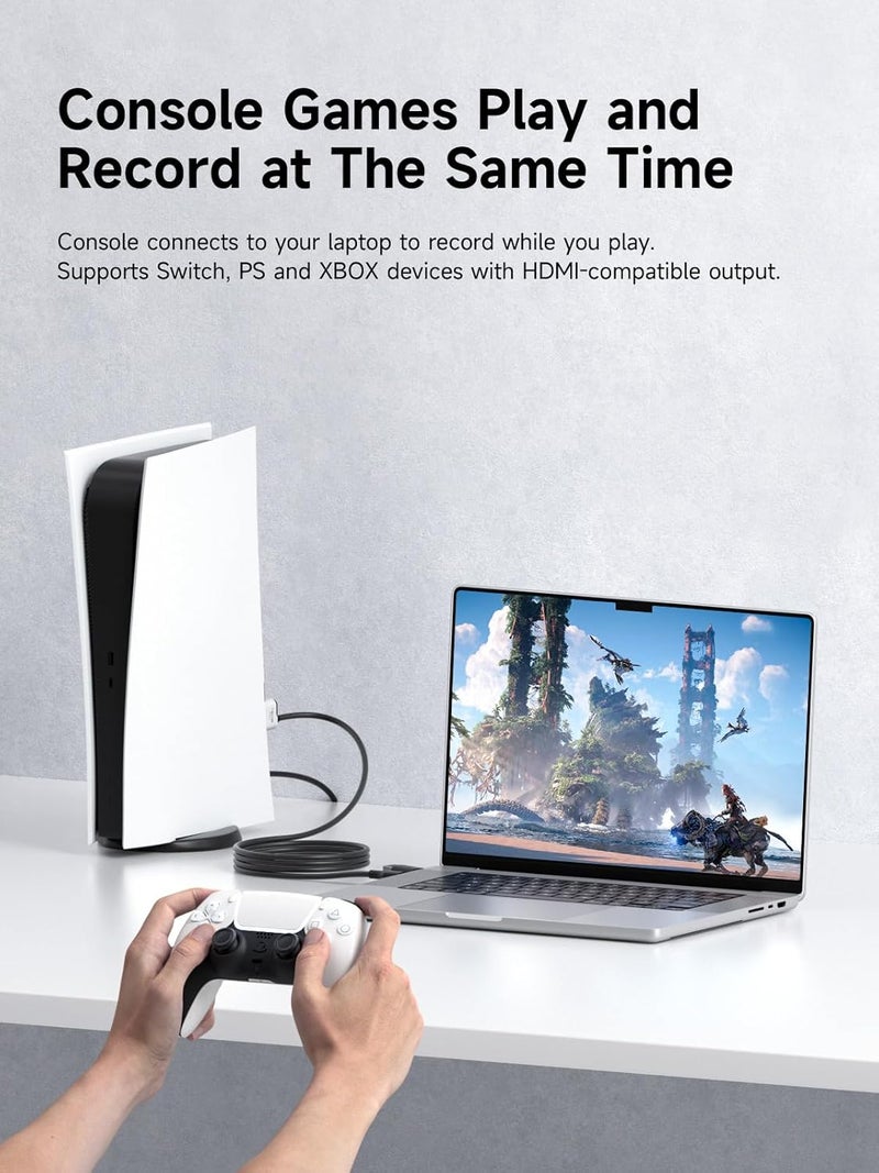 بطاقة التقاط الفيديو Hagibis USB 3.0 مع شحن بقدرة 100 واط PD، كابل التقاط HDMI إلى USB A/USB C بدقة 1080P بمعدل 60 إطارًا في الثانية YUY2 MJPEG MS2130 لـ Quest 3 VR Switch PS4/5 البث المباشر، الألعاب، البث، التسجيل - Image 4