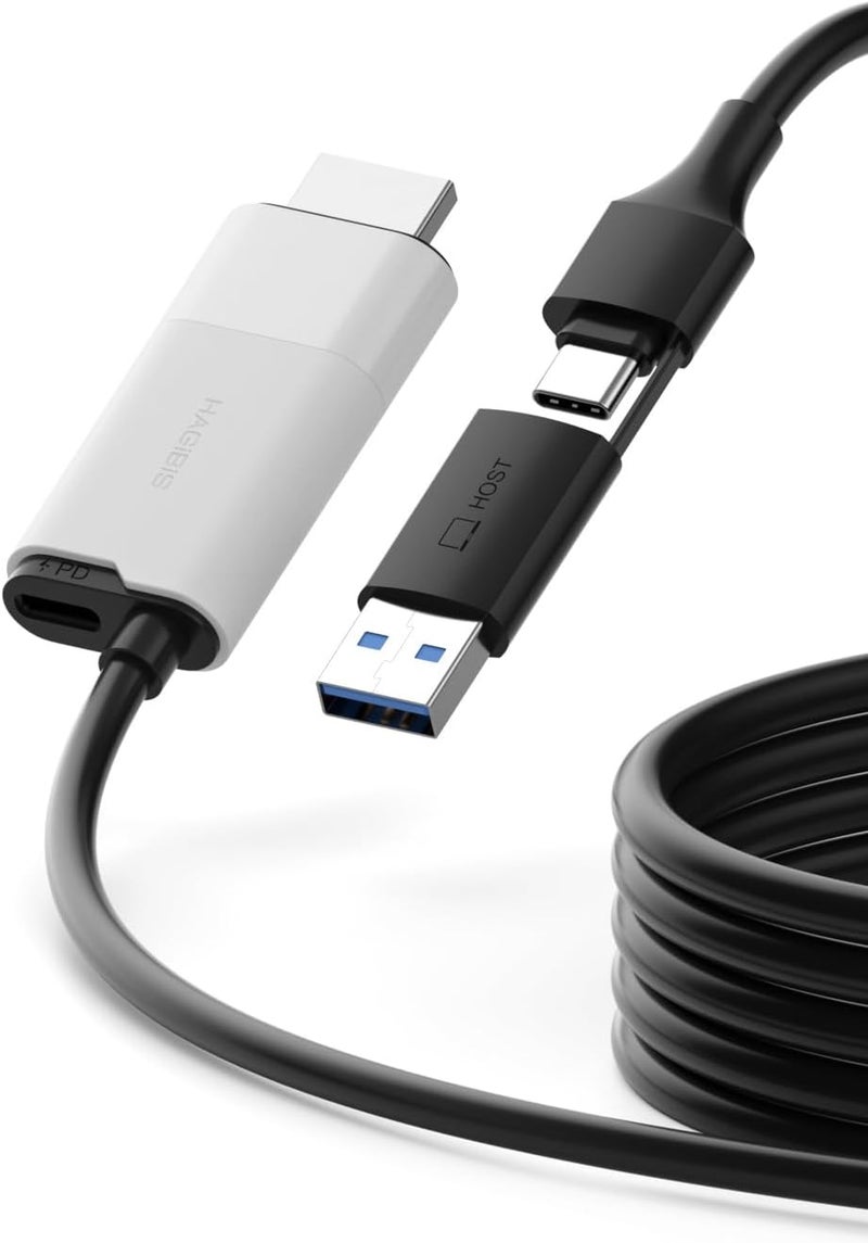 بطاقة التقاط الفيديو Hagibis USB 3.0 مع شحن بقدرة 100 واط PD، كابل التقاط HDMI إلى USB A/USB C بدقة 1080P بمعدل 60 إطارًا في الثانية YUY2 MJPEG MS2130 لـ Quest 3 VR Switch PS4/5 البث المباشر، الألعاب، البث، التسجيل - Image 1