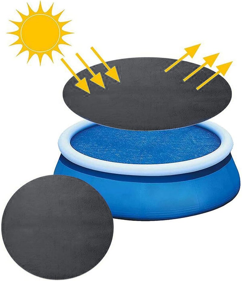 woobles 4-15ft Solar Pool Cover, Round Pool Cover for Above Ground Pool In-Ground Pool Frame Swimming Pools Inflatable Pool,Reduce Water Evaporation Keep Warm Rainproof Dust Protector Easy Set (11.8ft, Black) - Image 2