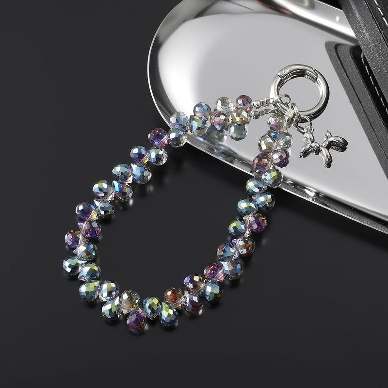 KHOLAD Crystal Phone Wrist Strap Phone Charm Chain Keychain Beaded Cellphone Lanyard with Tether Tab Hands-Free Wristlet Bracelet Wrist Grip Strap for Women - Image 2