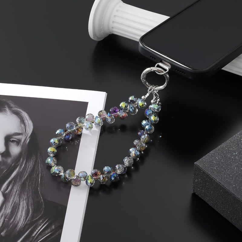 KHOLAD Crystal Phone Wrist Strap Phone Charm Chain Keychain Beaded Cellphone Lanyard with Tether Tab Hands-Free Wristlet Bracelet Wrist Grip Strap for Women - Image 4