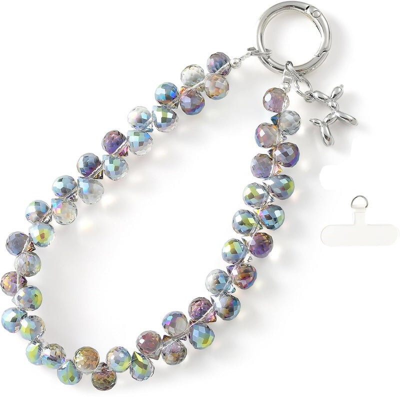 KHOLAD Crystal Phone Wrist Strap Phone Charm Chain Keychain Beaded Cellphone Lanyard with Tether Tab Hands-Free Wristlet Bracelet Wrist Grip Strap for Women - Image 1