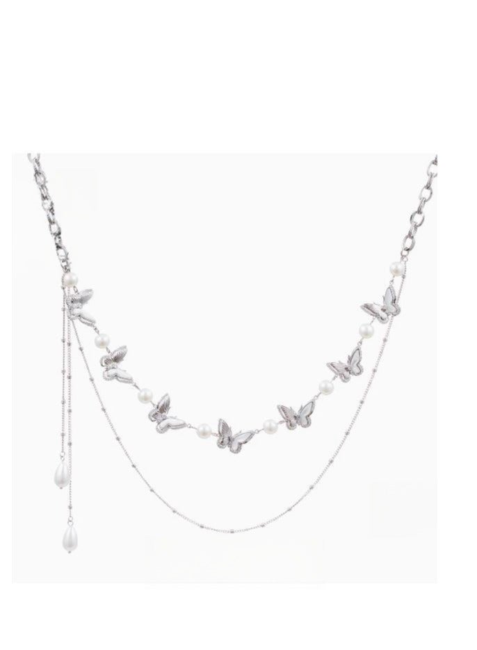 Adjustable Pearl Butterfly Multi layer Design Versatile Waist Chain Strip Dress Accessories  - Image 1