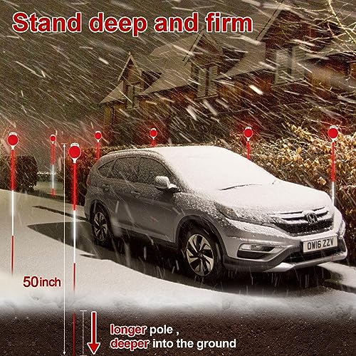 Wefaith Reflective Driveway Markers - 50”High Visiblility Driveway Reflectors Double Sided with Red & White Extra Thick Stainless Steel Pole - Rustproof for Road,Property Line,Yard,Snow Plowing - 8 Pack - Image 5