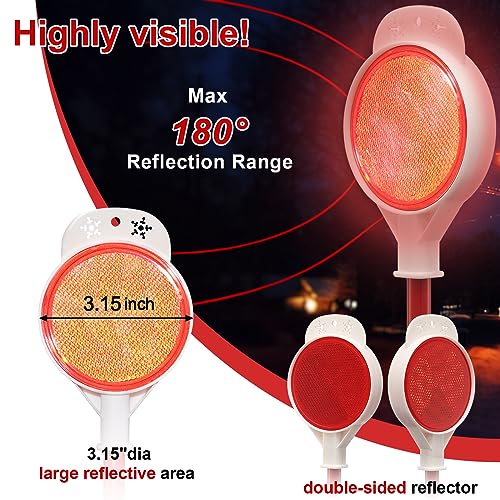 Wefaith Reflective Driveway Markers - 50”High Visiblility Driveway Reflectors Double Sided with Red & White Extra Thick Stainless Steel Pole - Rustproof for Road,Property Line,Yard,Snow Plowing - 8 Pack - Image 2