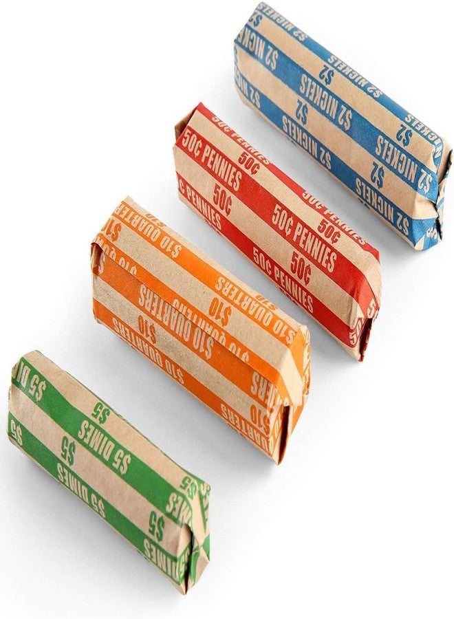 L LIKED 1000 Assorted Flat Striped Coin Wrappers - Pennies, Nickels, Dimes, Quarters (1000 Assorted) - Image 5