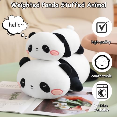 SQEQE Weighted Panda Plush, Weighted Panda Stuffed Animal, Cute Plushies Soft Bear Pillow Toy Gift for Kids Adults 9.8 Inch, 0.8 Lbs - Image 2