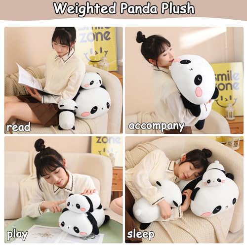SQEQE Weighted Panda Plush, Weighted Panda Stuffed Animal, Cute Plushies Soft Bear Pillow Toy Gift for Kids Adults 9.8 Inch, 0.8 Lbs - Image 4