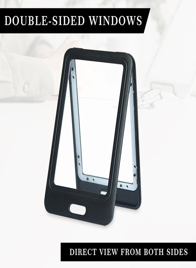 ال سي حامل بطاقات هوية بلاستيكي من LC، وجهان مرئيان، حافظة بطاقات هوية مقاومة للماء للجنسين للمكاتب والمدارس والكليات، حامل بطاقات PP قابل للطي (20، أسود، للبطاقات الأفقية (54 مم × 86 مم)) - Image 3