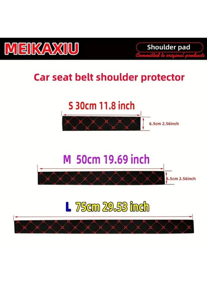 PU Plaid Black Seat Belt Shoulder Covers 2 Pack 30cm 50cm 75cm Extended Length Breathable Fabric Mesh - Image 2