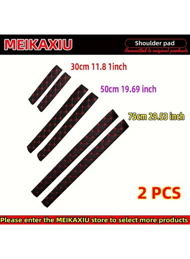 PU Plaid Black Seat Belt Shoulder Covers 2 Pack 30cm 50cm 75cm Extended Length Breathable Fabric Mesh - Image 3