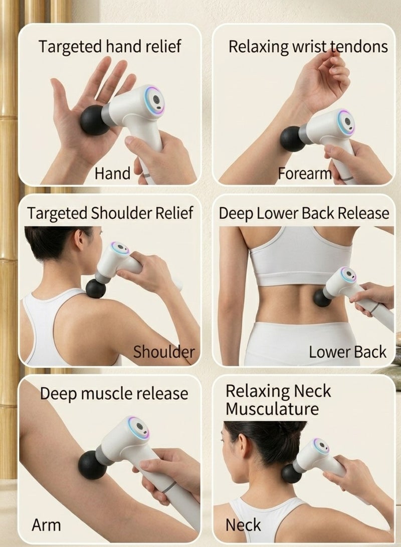 Body Massage Machine for Pain Relief Electric Handheld Massager for Back and Shoulder Full Body Muscle Relaxation Device Rechargeable Battery Massage Gun with 4 Heads - Image 5