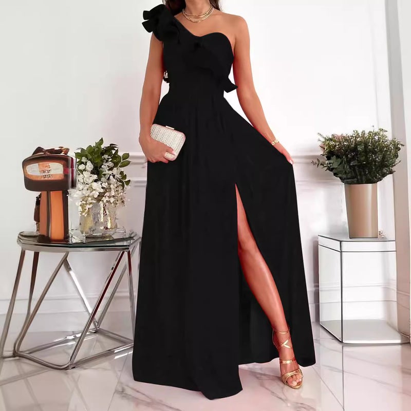 Women's Sleeveless Ruffle Hem Split Dress - Image 4