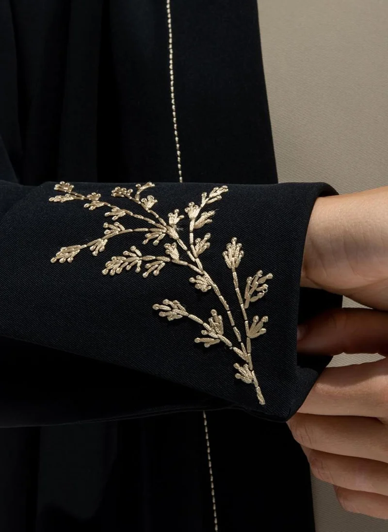 MSquare Fashion  Black Abaya | Gold Embroidery I Chiffon Hijab for Women | Best Price UAE