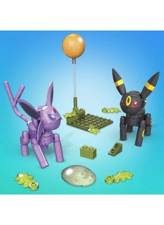 MEGA Pokémon Action Figure Building Toys Umbreon & Espeon With 122 Pieces 2 Poseable Characters 4 Inches Tall Gift Idea For Kids  - Image 3