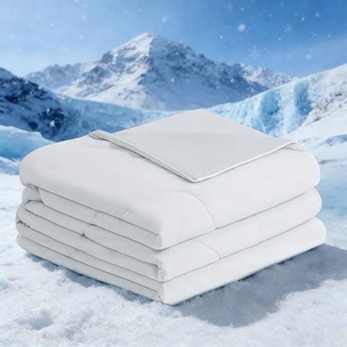 BEAUTEX Cooling Comforter Queen Size - Double Sided Cool Blanket for Hot Sleepers and Night Sweats, Q-Max>0.45, Breathable Lightweight Silky Summer Ice Blankets for All Season (Grey, 90" x 90") - Image 1