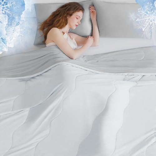 BEAUTEX Cooling Comforter Queen Size - Double Sided Cool Blanket for Hot Sleepers and Night Sweats, Q-Max>0.45, Breathable Lightweight Silky Summer Ice Blankets for All Season (Grey, 90" x 90") - Image 4