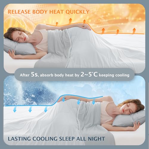 BEAUTEX Cooling Comforter Queen Size - Double Sided Cool Blanket for Hot Sleepers and Night Sweats, Q-Max>0.45, Breathable Lightweight Silky Summer Ice Blankets for All Season (Grey, 90" x 90") - Image 5