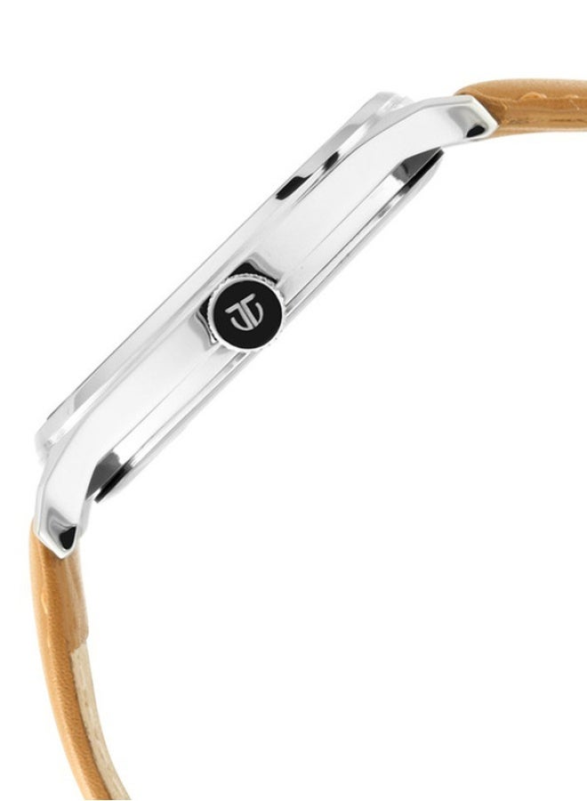 Titan Classic Analogue Silver Round Dial Tan Leather Strap Watch for Men-1802SL07 - Image 4