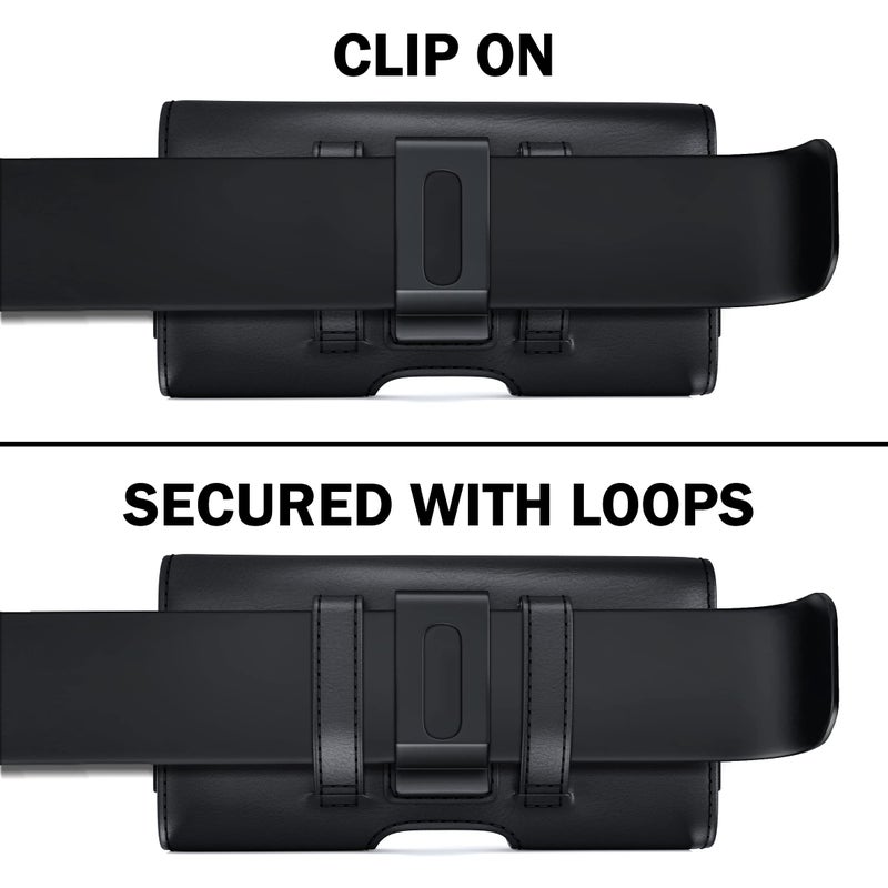 DeBin Cell Phone Case for Samsung Galaxy S25 S24 S23 S22 S21 S20 S10 S9 A10e A01, Belt Holder Holster with Clip, ID Credit Card Slot Pouch for Men (Fits Phone with Case on) Black - Image 3