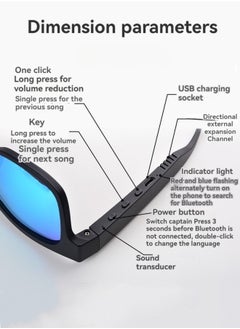 M MIAOYAN New glasses Bluetooth headset 5.0 dual-ear bone conduction call mobile phone universal smart sunglasses Bluetooth headset (black lens)  - Image 5