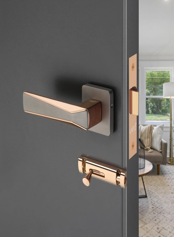 LAPO Heavy Duty Mortise Door Lock Handleset | Rose Gold Matt Finish | Latch & Lockbody | Bathroom, Balcony, Storeroom, Office, Hotel | 3-Year Warranty - Image 1