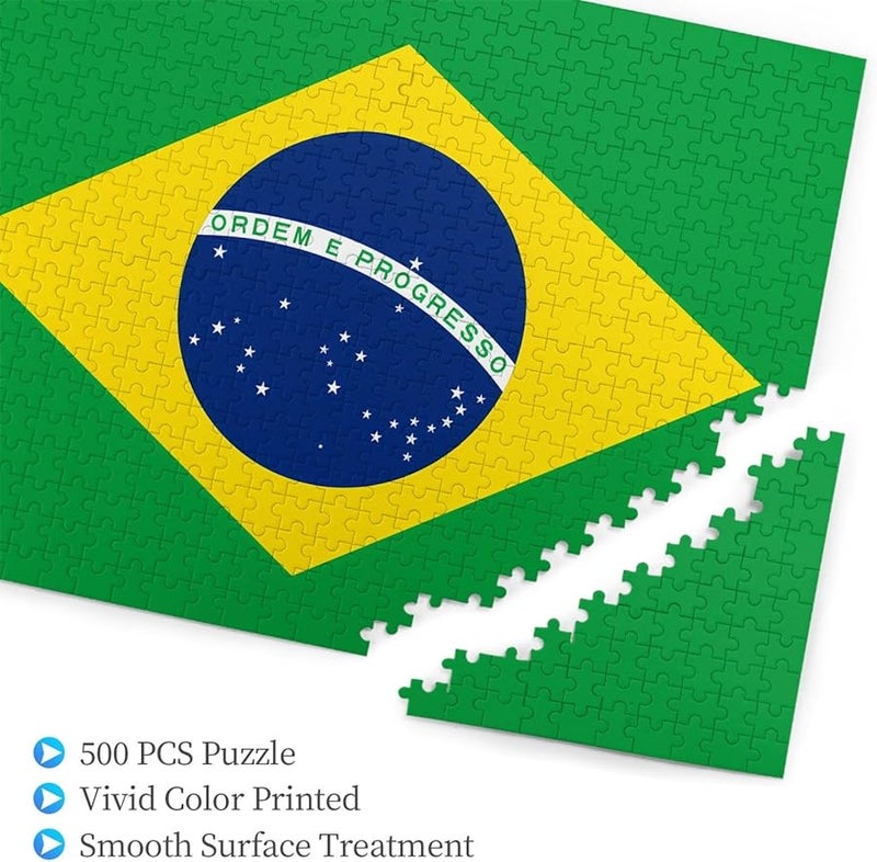 Brazilian Flag Jigsaw Puzzle 500 Pieces Adults Home Decor Birthday Party Gift - Image 3