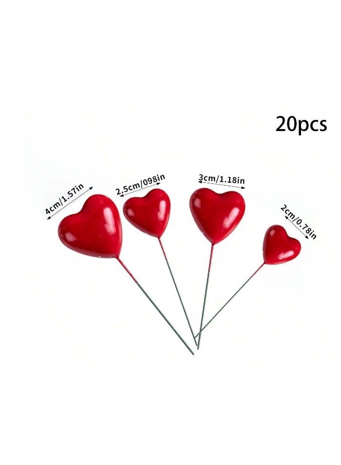 اعواد زينة و تغريسات لتزيين الكيك بمناسبة حفلات الخطوبة و الزفاف على شكل قلوب 20 قطعة - Image 3