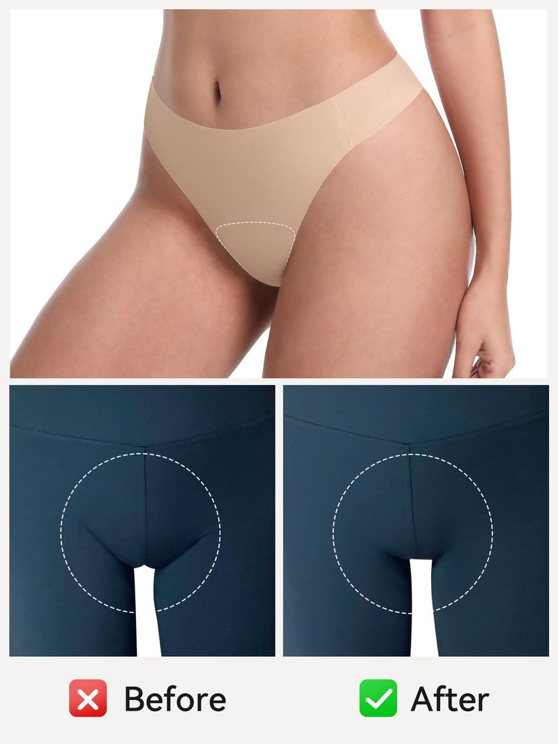 LUCKMEEY Cotton Thongs for Women Seamless Thongs for Women No Show Thong Panty Liners Workout G-String Thongs Underwear Oatmilk Skin Small - Image 3