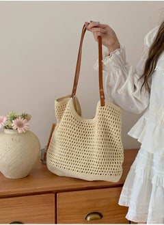BLLE ROWN Stylish Woven Summer Beach Tote Bag for Women Breathable Crochet Shoulder Bag for Ladies Casual Commute Bags For Girls,College,Daily Use,Vacation  - Image 1