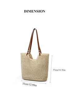 BLLE ROWN Stylish Woven Summer Beach Tote Bag for Women Breathable Crochet Shoulder Bag for Ladies Casual Commute Bags For Girls,College,Daily Use,Vacation  - Image 5