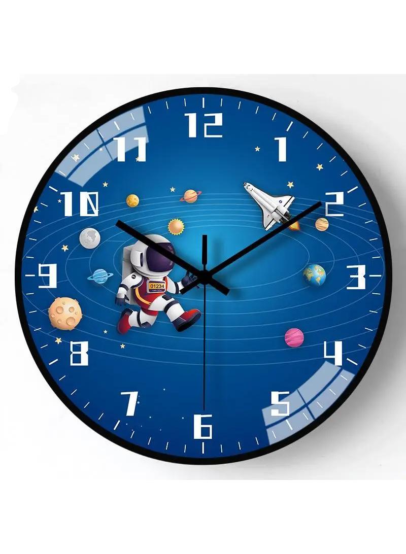 14 Inch Wall Clock Space Exploration Astronaut Spaceship Clocks For Children Bedroom Living Room Home Decor - Image 1