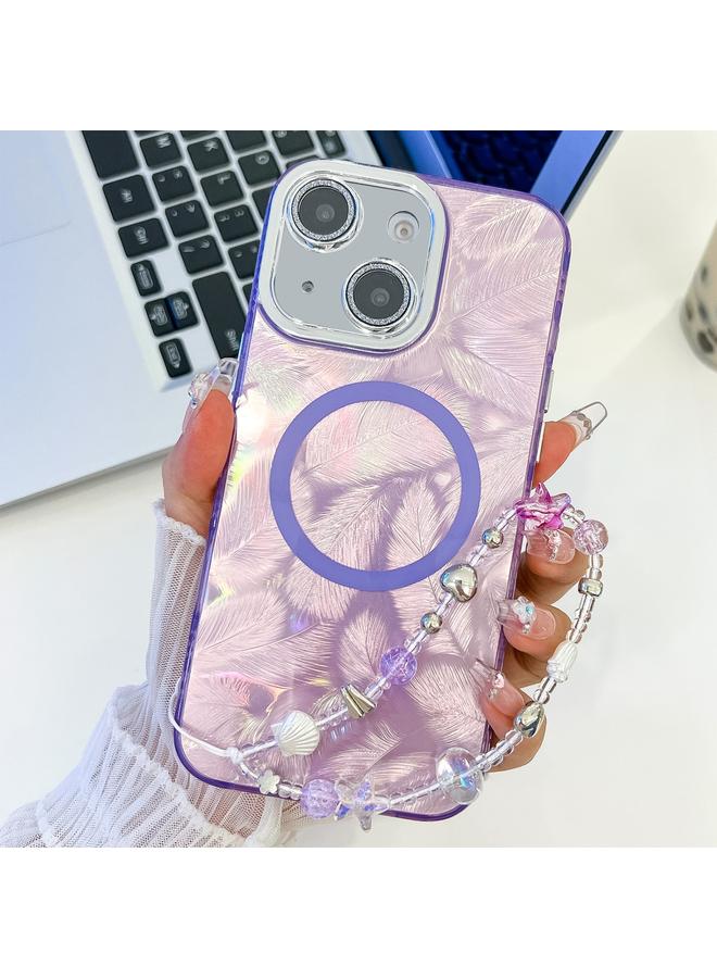 Zaboon Case For iPhone 13 Plating Texture Wristband MagSafe TPU Phone Case with Glitter Lens Film - Image 1