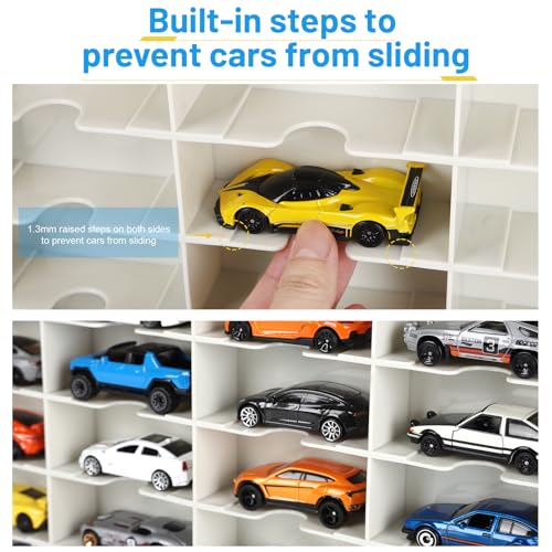 Saichotoy Storage Case for Hot Wheels - Carrying Display Case for 1/64 Scale Toy Cars, 48-Slot Double-Sided Transparent Organizer with Built-in Steps Prevent Sliding & Adjustable Dividers - Image 2