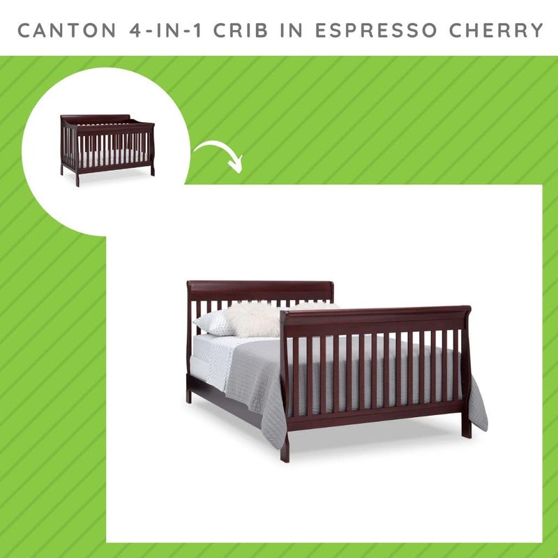 CC KITS FullSize Conversion Kit Bed Rails for Canton Deluxe Convertible Crib by Delta Children  Solid Wood Rail 0050  Toddler  Adult Bed Rail for FullSize  Nursery Furniture Espresso Cherry  205 - Image 4