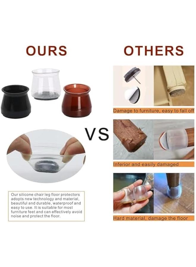 TRASSLE Chair Leg Floor Protectors 24PCS Furniture Sliders for Hardwood Floors, Silicone Chair Leg Protectors for Protecting Floors from Scratches and Noise - Image 4