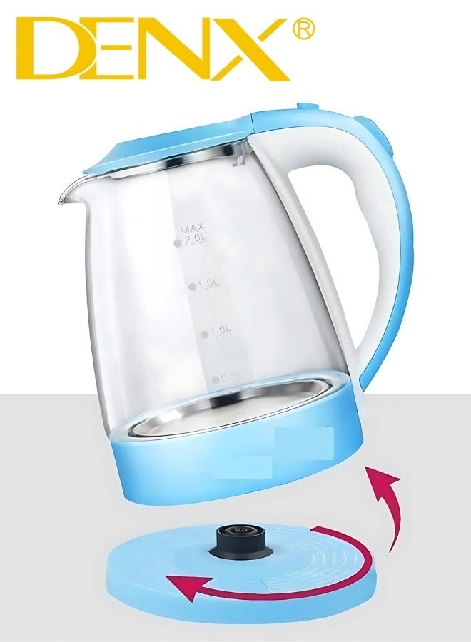 دينكس غلاية كهربائية زجاجية مع ضوء LED، سعة 1.8 لتر، 1500 واط - Image 5